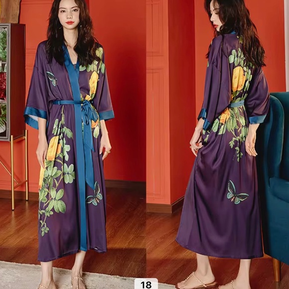 Other - Floral Kimono Robe - Purple and Yellow